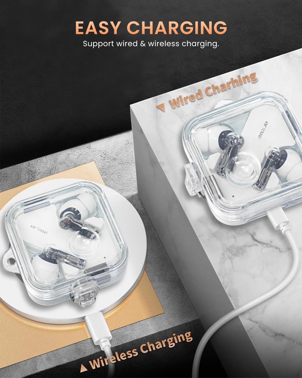 ZORBES Protective Case for Nothing Ear 2, Shockproof PC Case for Nothing Ear 2 Charging Case, Safety Buckle Design, Fashion Transparent Protective Skin Cover with Lanyard and Keychain ZORBES Protective Case for Nothing Ear 2, Shockproof PC Case for Nothing Ear 2 Charging Case, Safety Buckle Design, Fashion Transparent Protective Skin Cover with Lanyard and Keychain